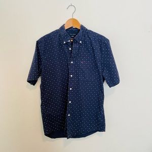 Dark blue, patterned, medium, Tommy Hilfiger short sleeve, button down